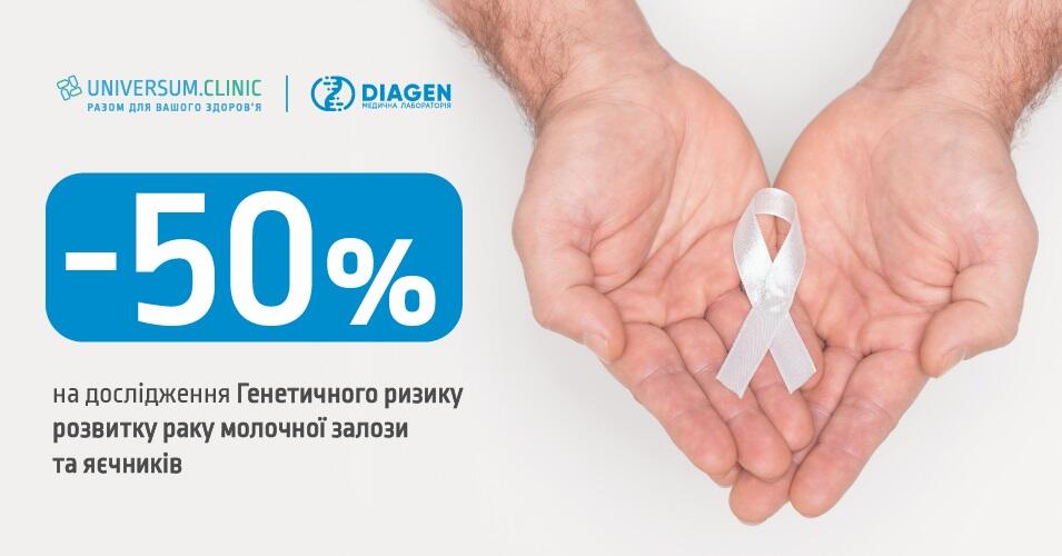 -50% на исследование генетического развития рака молочной железы и яичников